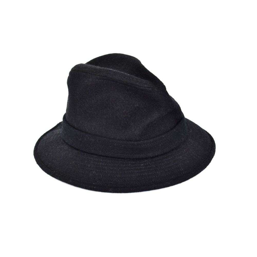 B0 NEW BORSALINO Black Wool Fedora Hat Size Small/54CM